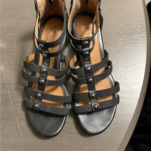 Zara Black Studded Sandals